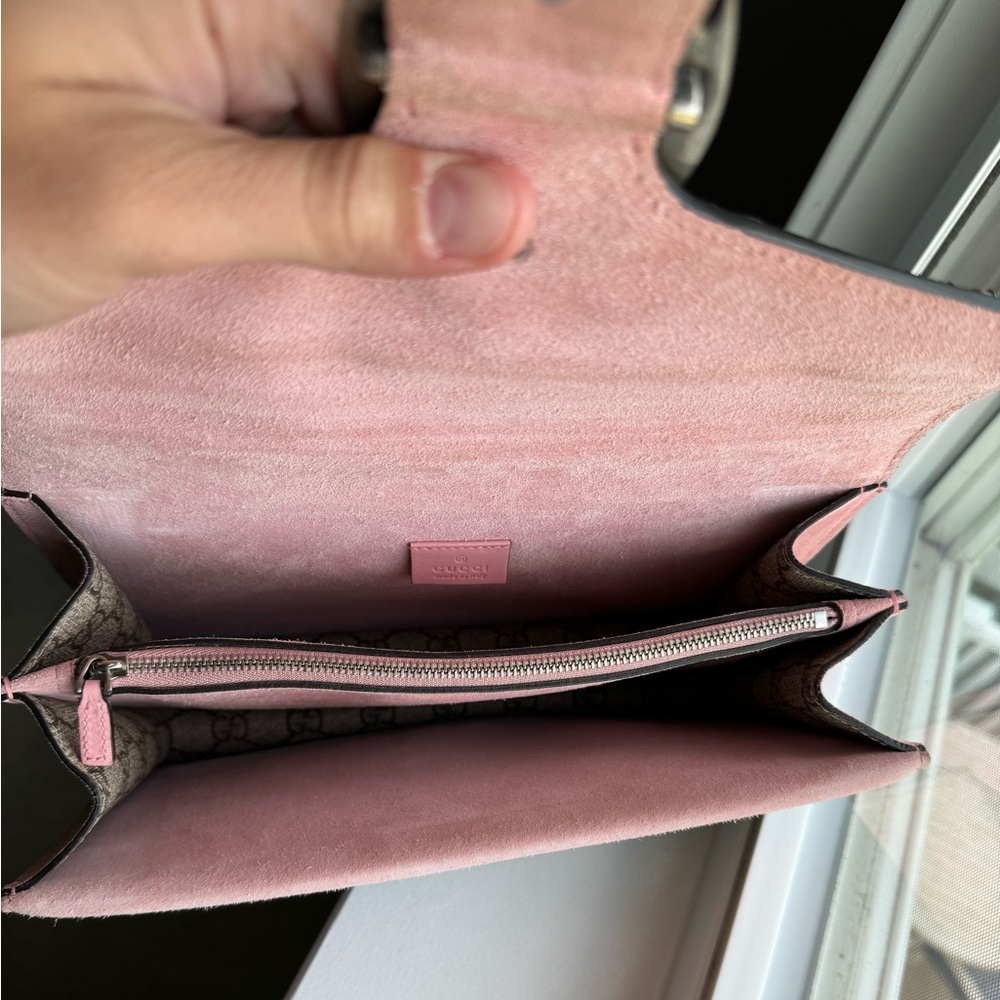 Gucci: Pink Original GG Supreme Crystal Embellished Dionysus Shoulder Bag - Picture 7 of 10